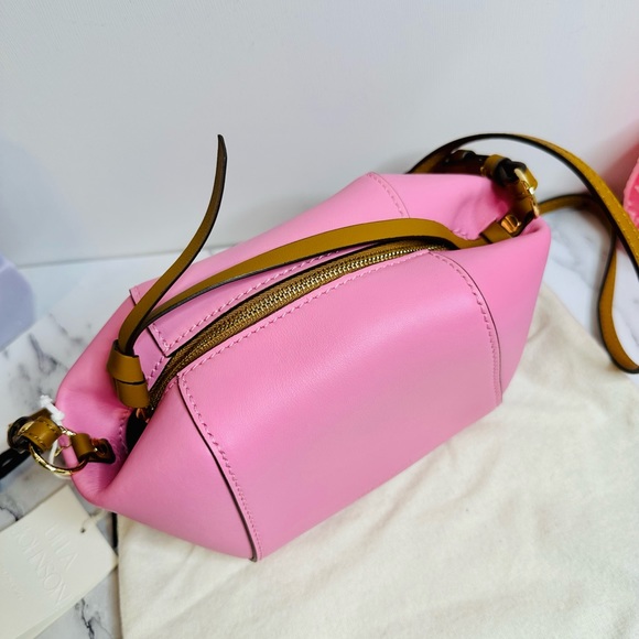 NEW! Ulla Johnson Rosebloom Pink Leather Imogen Small Soft Convertible Crossbody - Picture 7 of 15